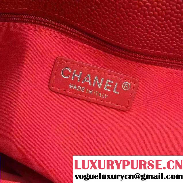 Chanel Quilted Grained Calfskin Large Shopping Bag A98557 Red 2016