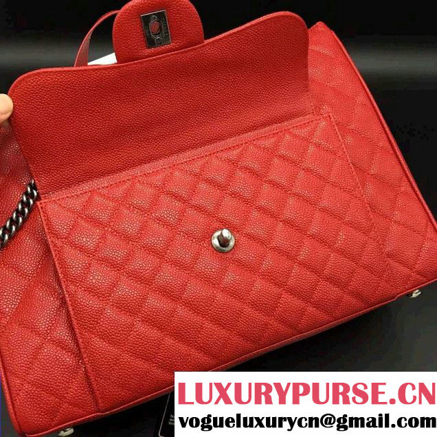 Chanel Quilted Grained Calfskin Large Shopping Bag A98557 Red 2016