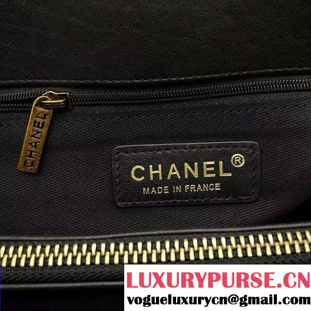 Chanel Around The Corner Calfskin Large Shopping Bag A93518 Black 2016
