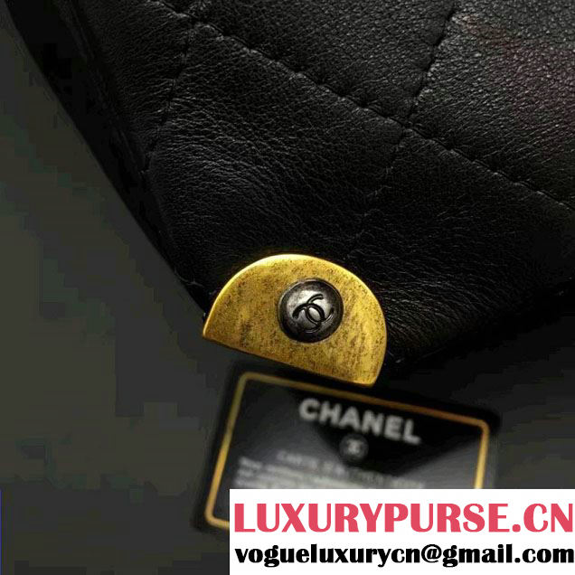 Chanel Around The Corner Calfskin Large Shopping Bag A93518 Black 2016