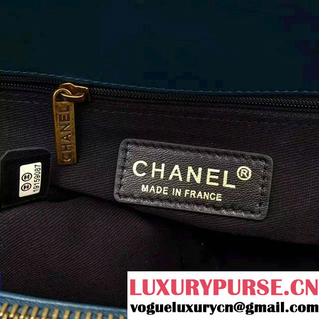 Chanel Around The Corner Calfskin Large Shopping Bag A93518 Blue Green 2016