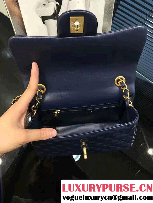 Chanel Embroidery Threads Top Handle Small Flap Bag Royal Blue 2016