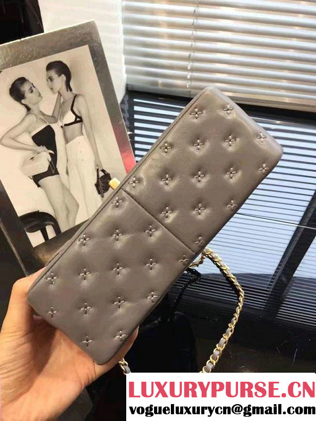 Chanel Embroidery Threads Top Handle Small Flap Bag Gray 2016