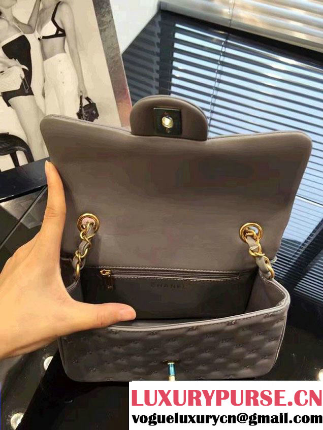Chanel Embroidery Threads Top Handle Small Flap Bag Gray 2016