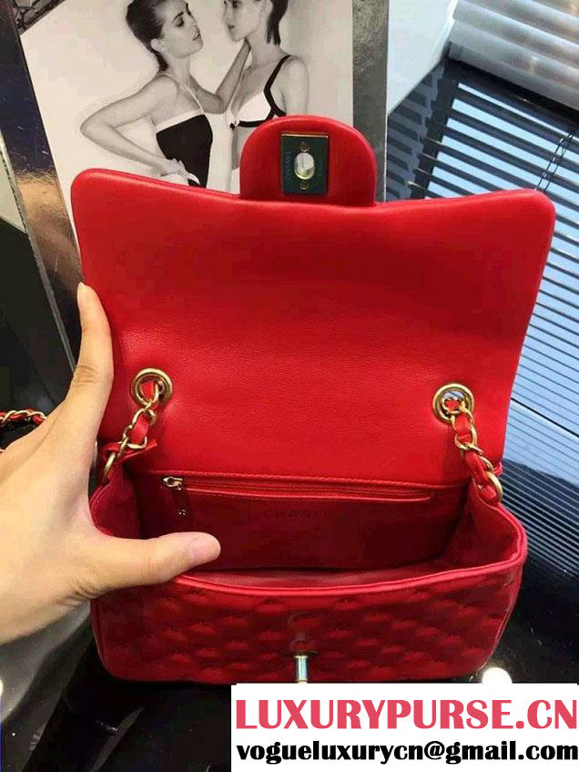 Chanel Embroidery Threads Top Handle Small Flap Bag Red 2016