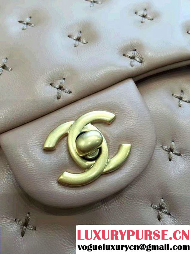 Chanel Embroidery Threads Top Handle Small Flap Bag Beige 2016