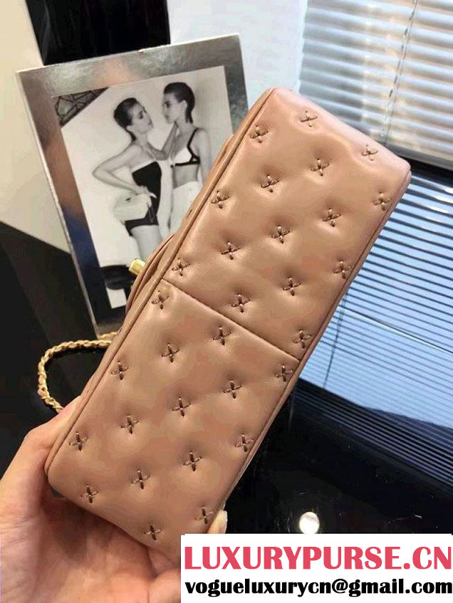 Chanel Embroidery Threads Top Handle Small Flap Bag Beige 2016