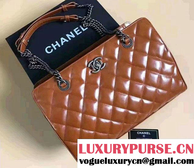 Chanel Calfskin Shopping Bag Brown Fall Winter 2016