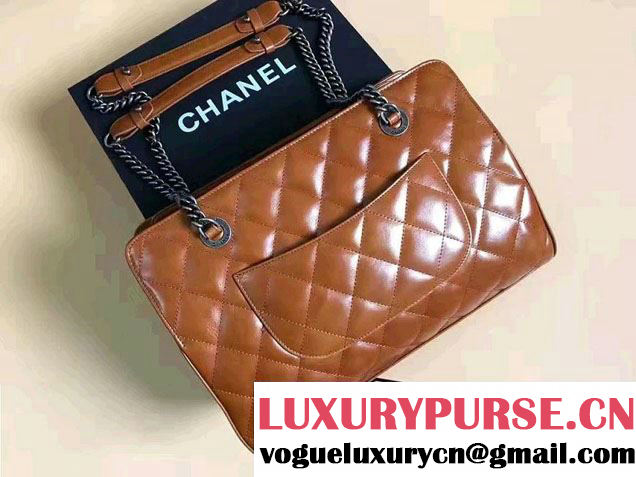 Chanel Calfskin Shopping Bag Brown Fall Winter 2016