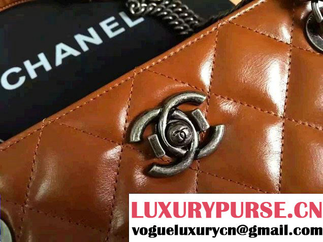 Chanel Calfskin Shopping Bag Brown Fall Winter 2016