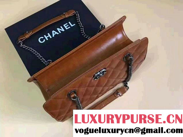 Chanel Calfskin Shopping Bag Brown Fall Winter 2016