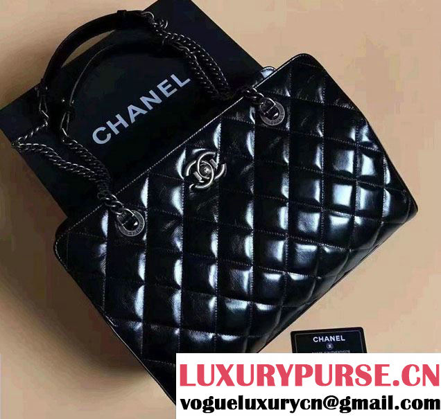 Chanel Calfskin Shopping Bag Black Fall Winter 2016