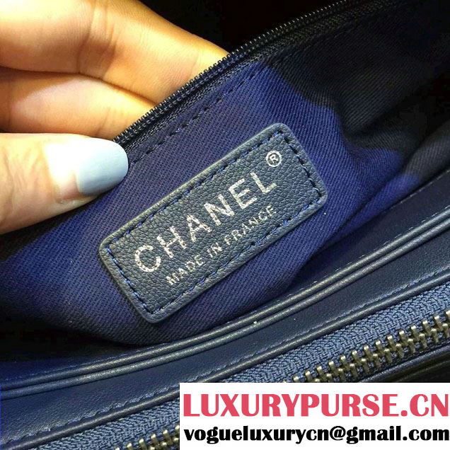 Chanel Quilted Calfskin/Ruthenium Metal Tote Bag A98551 Royal Blue 2016