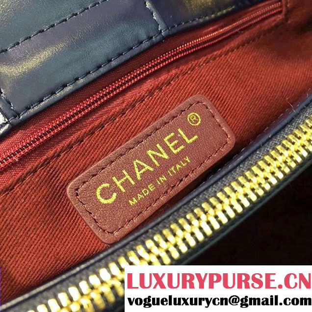 Chanel Denim and Calfskin/Light Gold Metal Large Shopping Bag A93559 Blue 2016