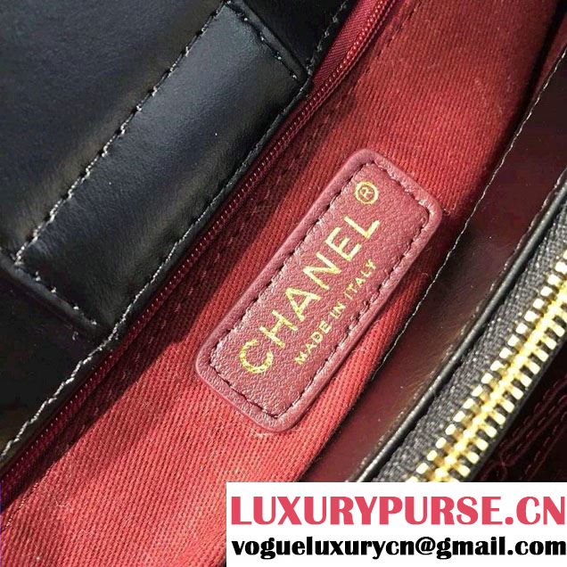 Chanel Denim and Calfskin/Light Gold Metal Large Shopping Bag A93559 Black 2016