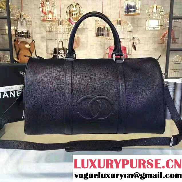 Chanel CC Calfskin Luggage Bag Black 2016