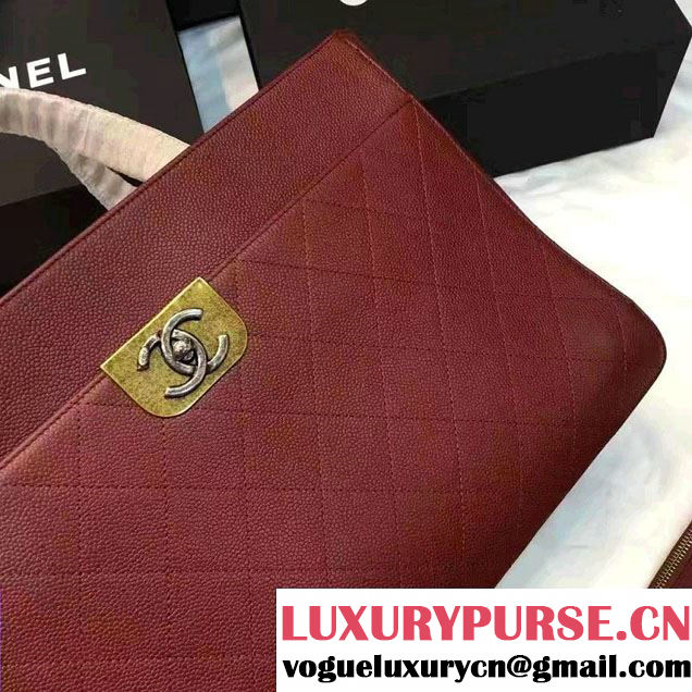 Chanel Straight Lines Large Zipped Shopping Bag A93581 Date Red 2016