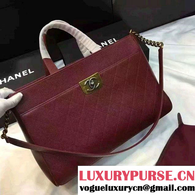 Chanel Straight Lines Large Zipped Shopping Bag A93581 Date Red 2016