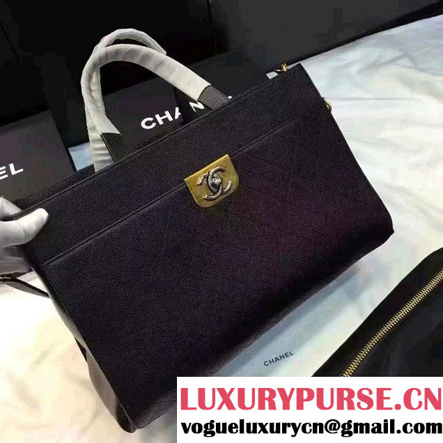 Chanel Straight Lines Large Zipped Shopping Bag A93581 Black 2016