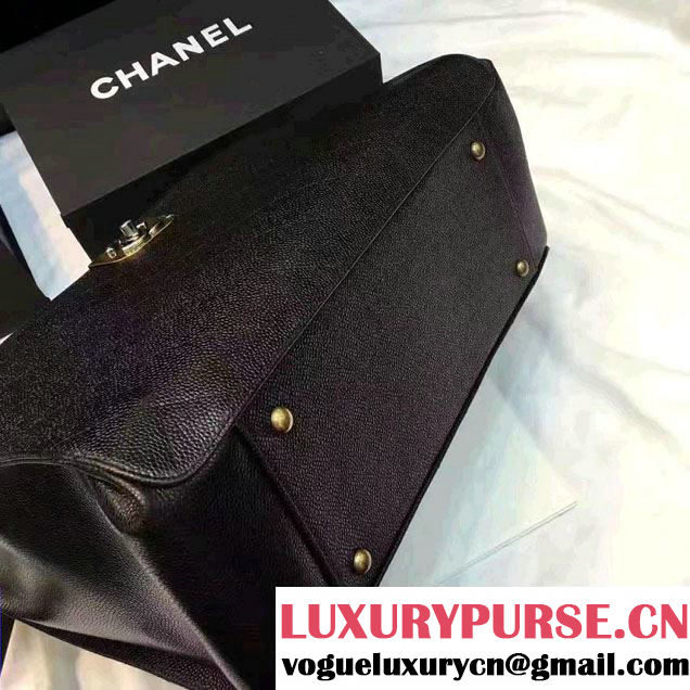 Chanel Straight Lines Large Zipped Shopping Bag A93581 Black 2016