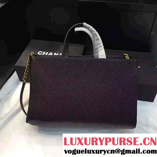 Chanel Straight Lines Large Zipped Shopping Bag A93581 Black 2016