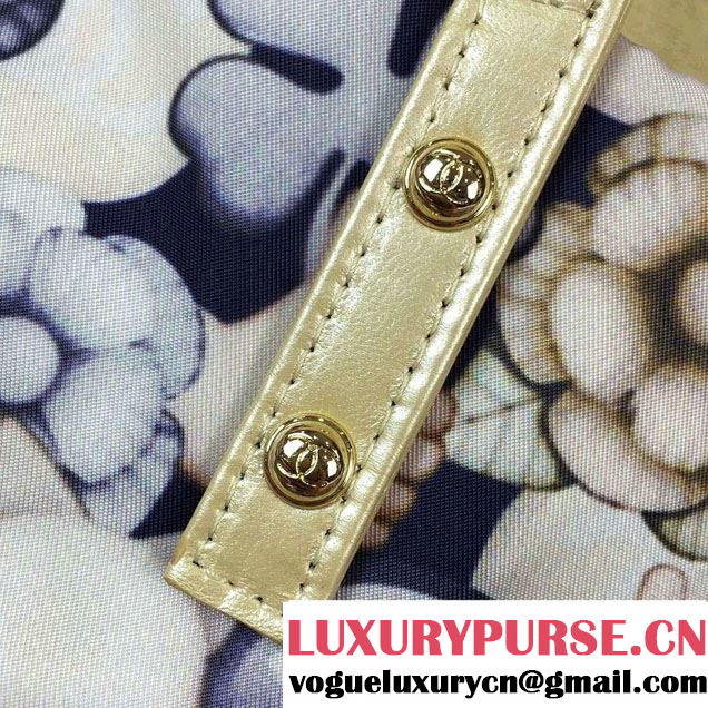 Chanel Emoticon Printed Fabric Shopping Large Shopping Bag A69926 Gold 2016