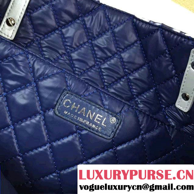 Chanel Emoticon Printed Fabric Shopping Small Shopping Bag A69928 Silver 2016