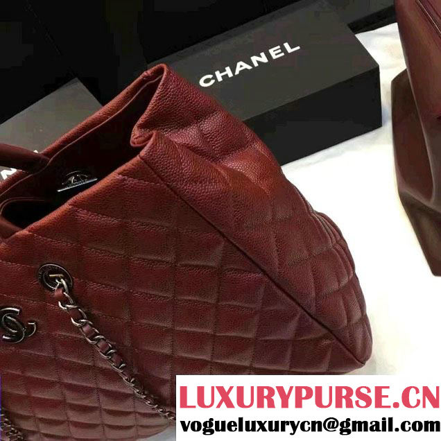 Chanel Quilted Grained Calfskin Large Shopping Bag A93525 Burgundy 2016