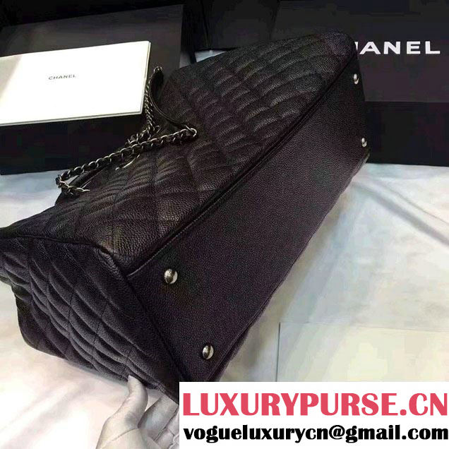 Chanel Quilted Grained Calfskin Large Shopping Bag A93525 Black 2016