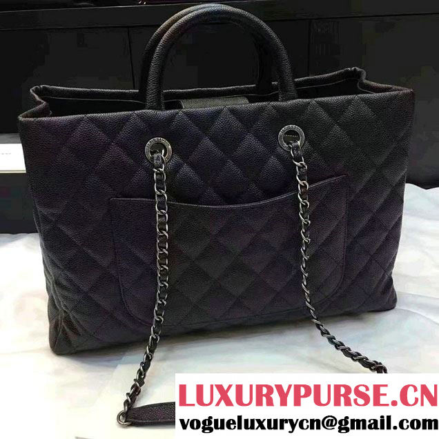 Chanel Quilted Grained Calfskin Large Shopping Bag A93525 Black 2016
