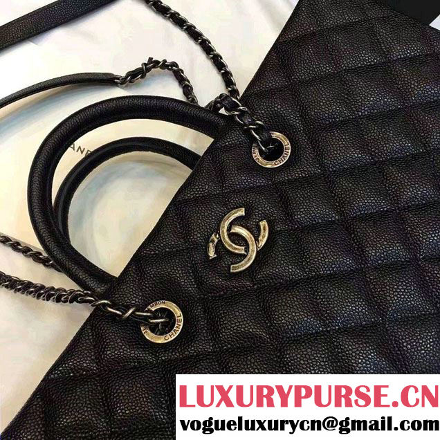 Chanel Quilted Grained Calfskin Large Shopping Bag A93525 Black 2016