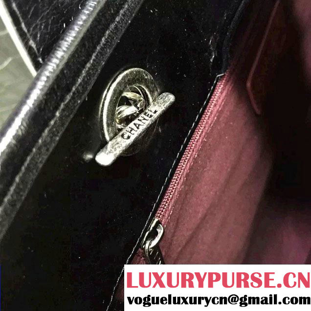 Chanel Calfskin Quilted Chesterfield Large Shopping Bag A93605 Black 2016