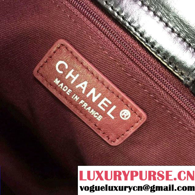 Chanel Calfskin Quilted Chesterfield Large Shopping Bag A93605 Black 2016