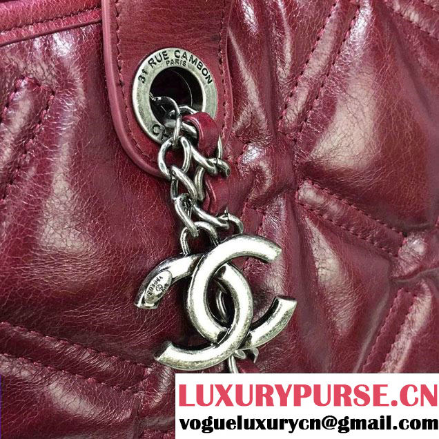 Chanel Calfskin Quilted Chesterfield Large Shopping Bag A93605 Burgundy 2016