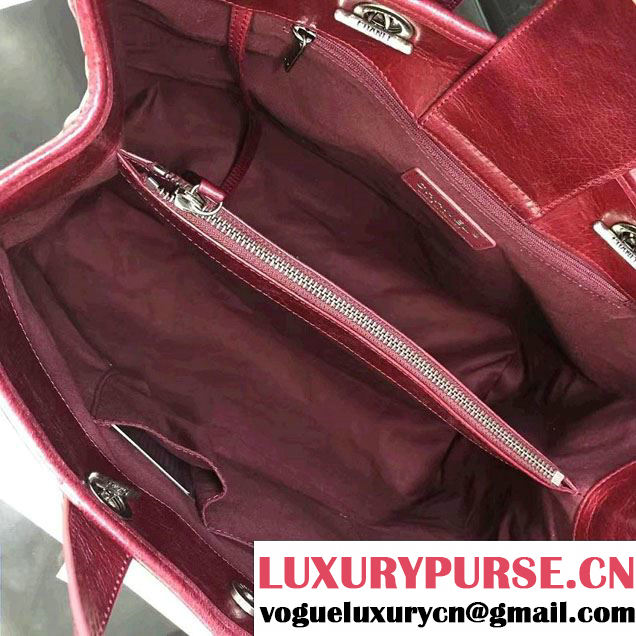 Chanel Calfskin Quilted Chesterfield Large Shopping Bag A93605 Burgundy 2016