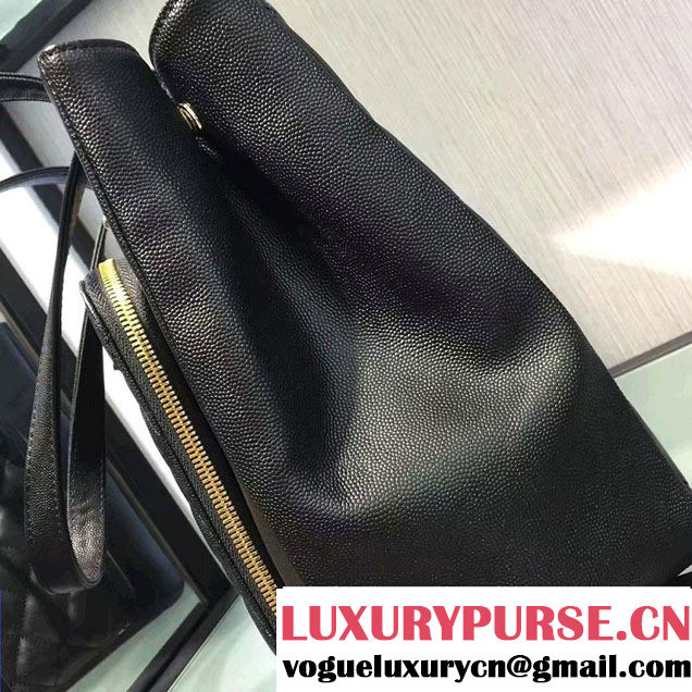 Chanel Grained Calfskin Business Affinity Shopping Tote Bag Black 2016