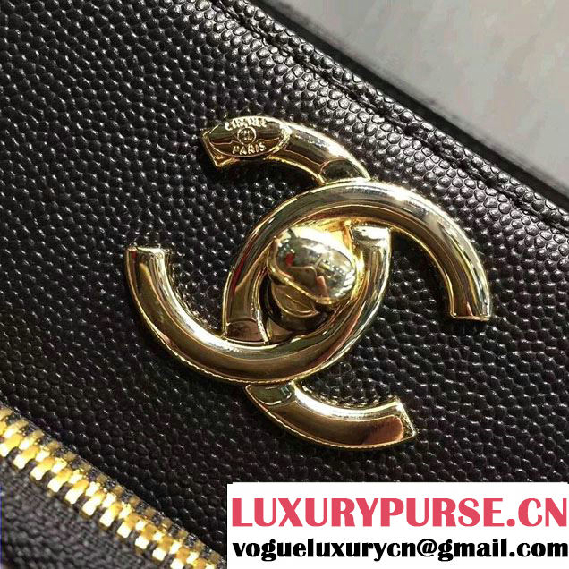 Chanel Grained Calfskin Business Affinity Shopping Tote Bag Black 2016