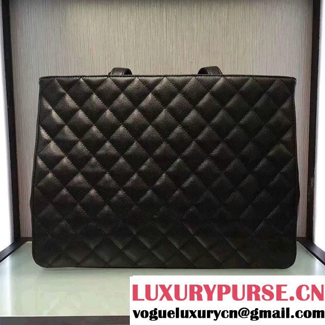 Chanel Grained Calfskin Business Affinity Shopping Tote Bag Black 2016