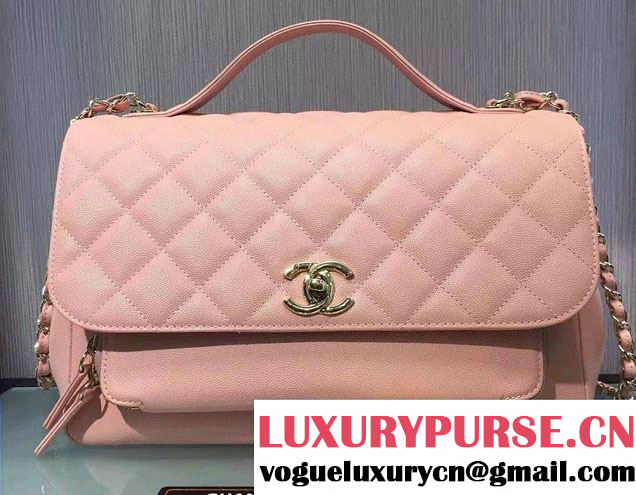 Chanel Grained Calfskin Business Affinity Large Flap Top Handle Bag A93608 Pink 2016