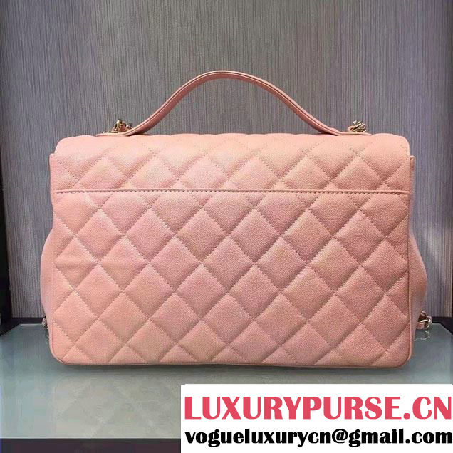 Chanel Grained Calfskin Business Affinity Large Flap Top Handle Bag A93608 Pink 2016