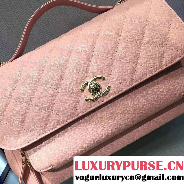 Chanel Grained Calfskin Business Affinity Large Flap Top Handle Bag A93608 Pink 2016