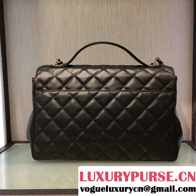 Chanel Grained Calfskin Business Affinity Large Flap Top Handle Bag A93608 Black 2016