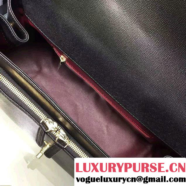 Chanel Grained Calfskin Business Affinity Large Flap Top Handle Bag A93608 Black 2016