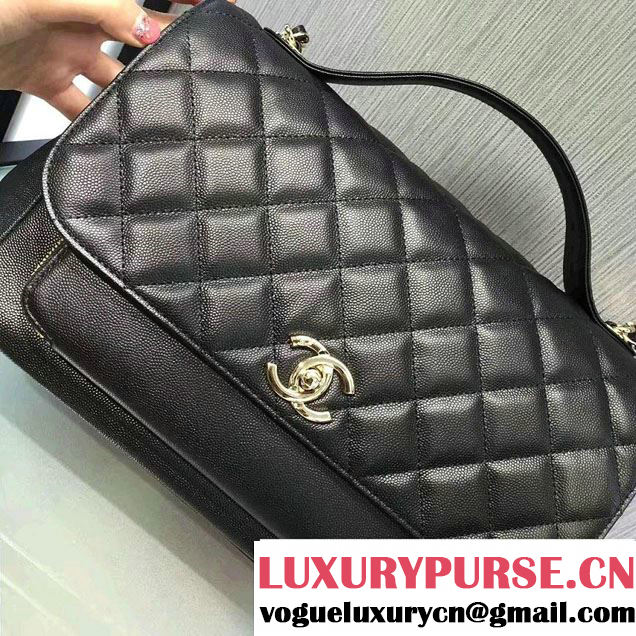 Chanel Grained Calfskin Business Affinity Large Flap Top Handle Bag A93608 Black 2016