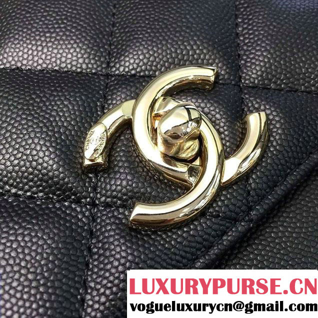 Chanel Grained Calfskin Business Affinity Large Flap Top Handle Bag A93608 Black 2016