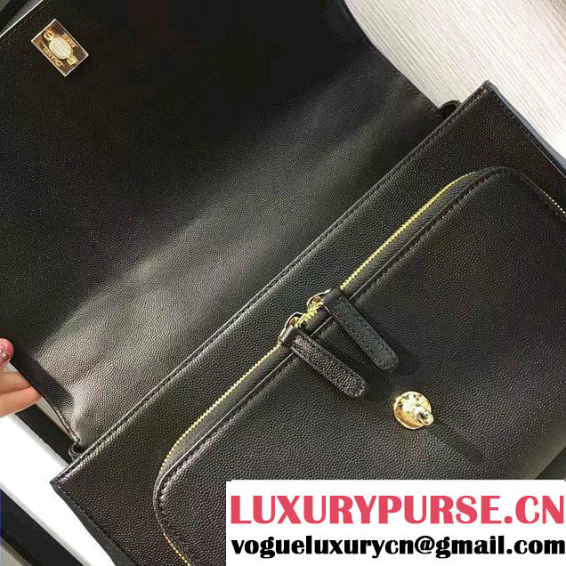 Chanel Grained Calfskin Business Affinity Large Flap Top Handle Bag A93608 Black 2016