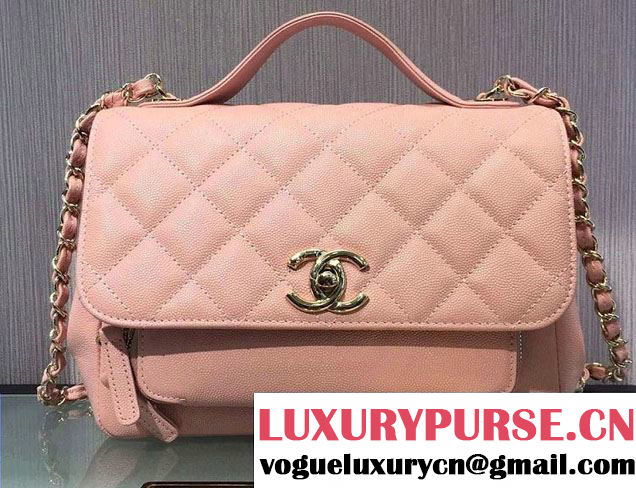 Chanel Grained Calfskin Business Affinity Flap Top Handle Bag A93607 Pink 2016