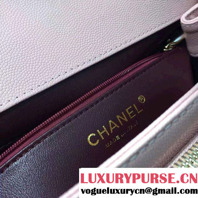 Chanel Grained Calfskin Business Affinity Flap Top Handle Bag A93607 Pink 2016