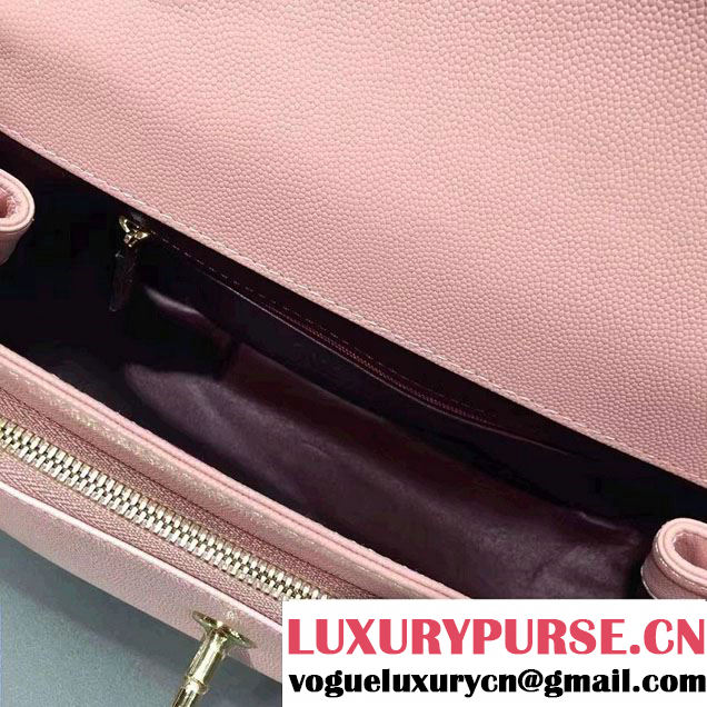 Chanel Grained Calfskin Business Affinity Flap Top Handle Bag A93607 Pink 2016