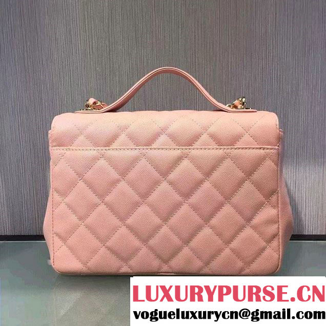 Chanel Grained Calfskin Business Affinity Flap Top Handle Bag A93607 Pink 2016